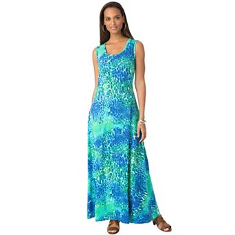 Jessica London Women's Plus Size Petite Stretch Cotton Tank Maxi Dress