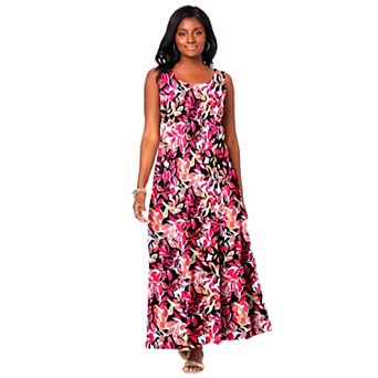 Jessica London Women's Plus Size Petite Stretch Cotton Tank Maxi Dress