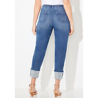 Catherines Women's Plus Size Shimmer Cuff Jean