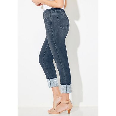 Catherines Women's Plus Size Shimmer Cuff Jean