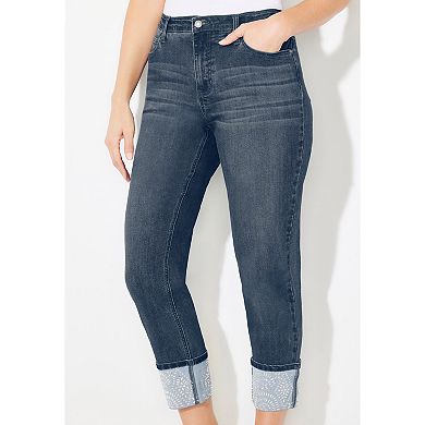 Catherines Women's Plus Size Shimmer Cuff Jean