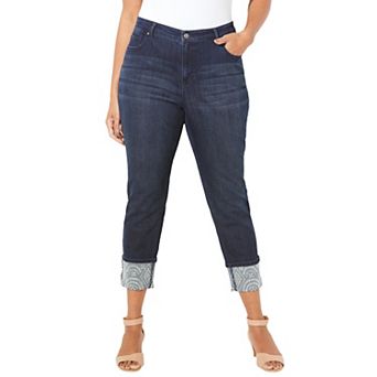 Catherines Women's Plus Size Shimmer Cuff Jean