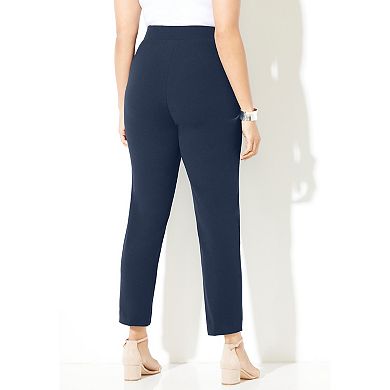 Catherines Women's Plus Size Petite Crepe Knit Pull-On Pant