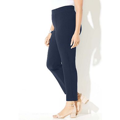 Catherines Women's Plus Size Petite Crepe Knit Pull-On Pant