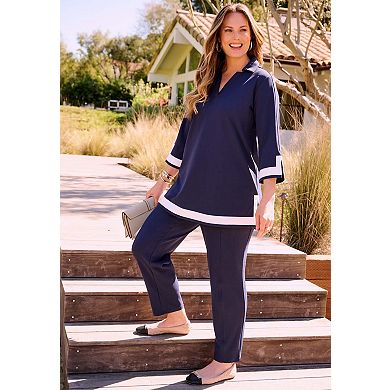 Catherines Women's Plus Size Petite Crepe Knit Pull-On Pant