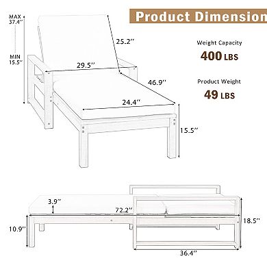 Merax Outdoor Lounge Chairs, 5-Position Chaise Lounge Outdoor