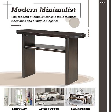 Merax Elegant Minimalist Console Table with Rounded Edges and Sturdy Shelf