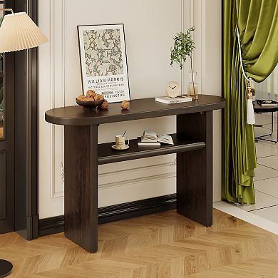 Merax Elegant Minimalist Console Table with Rounded Edges and Sturdy Shelf