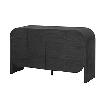 Merax Wood Sideboard Cabinet with Curvy Edge, 4 Doors Retro Credenza Storage Cabinet