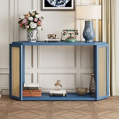 Merax Narrow Console Table with Unique Irregular Top Design