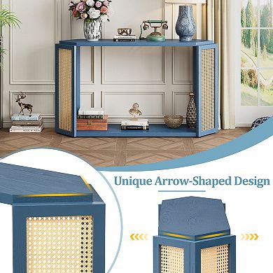 Merax Narrow Console Table with Unique Irregular Top Design