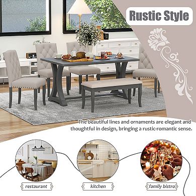 Merax 6-Piece Farmhouse Dining Table Set