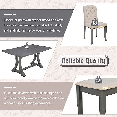 Merax 6-Piece Farmhouse Dining Table Set