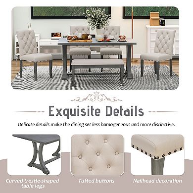 Merax 6-Piece Farmhouse Dining Table Set