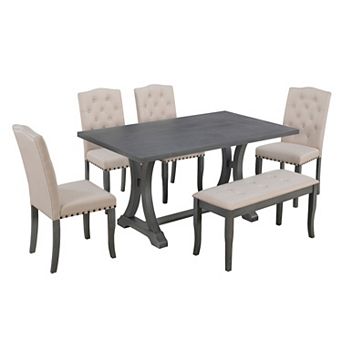 Merax 6 pc Farmhouse Dining Table Set