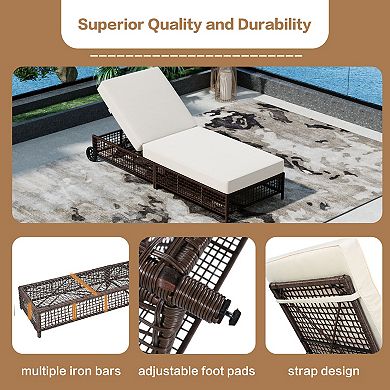 Merax Outdoor Lounge Chair, Patio Chaise Lounge with 5-Position Backrest