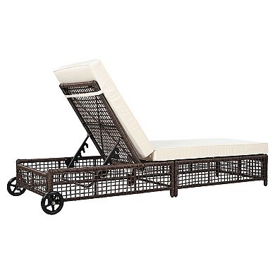 Merax Outdoor Lounge Chair, Patio Chaise Lounge with 5-Position Backrest