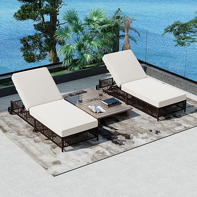 Merax Outdoor Lounge Chair, Patio Chaise Lounge with 5-Position Backrest