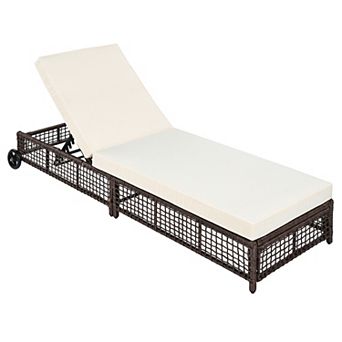 Merax Outdoor Lounge Chair, Patio Chaise Lounge with 5-Position Backrest