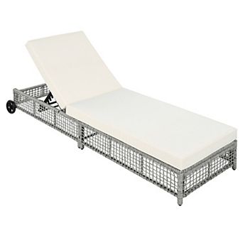 Merax Outdoor Lounge Chair, Patio Chaise Lounge with 5-Position Backrest