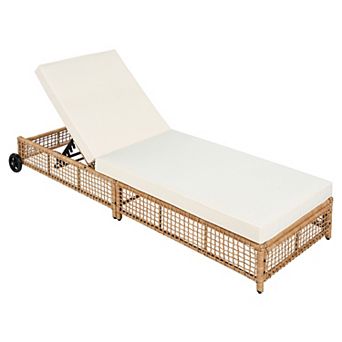 Merax Outdoor Lounge Chair, Patio Chaise Lounge with 5-Position Backrest