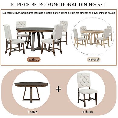 Merax 5-Piece Retro Functional Dining Set
