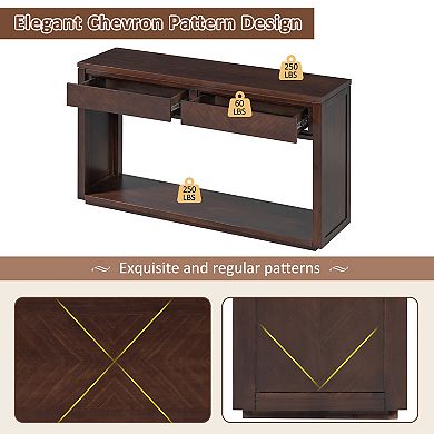 Merax 55" Console Table, Rustic Wooden Entryway Table with Storage Drawers and Open Shelf