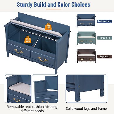 Merax Shoe Bench with Removable Cushion, Entryway Bench with Hidden Storage
