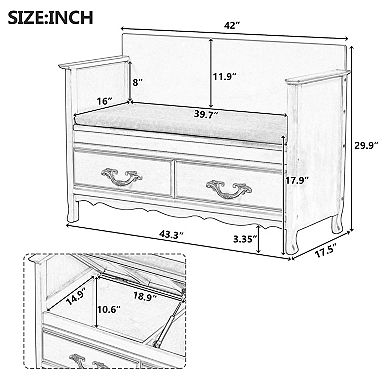 Merax Shoe Bench with Removable Cushion, Entryway Bench with Hidden Storage