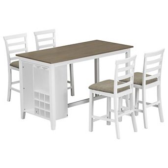 Merax 5 pc Multi-Functional Rubber Wood Counter Height Dining Set