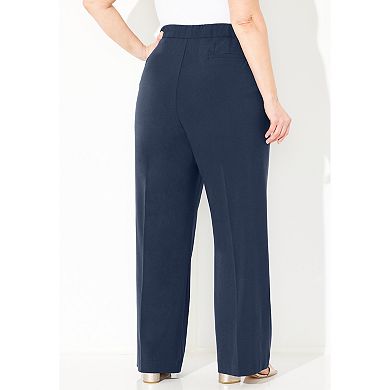 Catherines Women's Plus Size Petite Right Fit Curvy Wide Leg Pant
