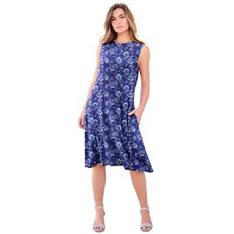 Roaman's Women's Plus Size Stretch Knit Two-Pocket Swing Tank Dress