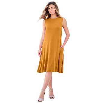 Roaman's Women's Plus Size Two-Pocket Swing Tank Dress