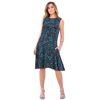 Roaman's Women's Plus Size Stretch Knit Two-Pocket Swing Tank Dress