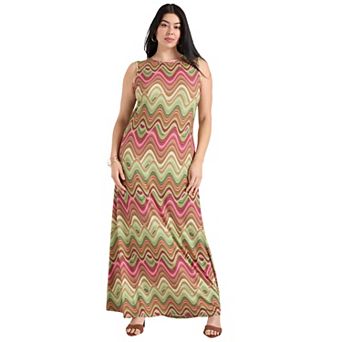 June + Vie Women's Plus Size Tank Top Maxi Dress