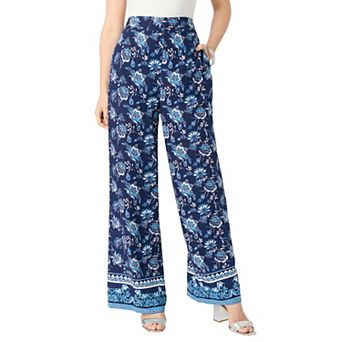 Roaman's Women's Plus Size Plus Size Printed Wide Leg Pant