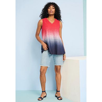 Roaman's Women's Plus Size Plus Size Frayed Hem Bermuda Jean Shorts