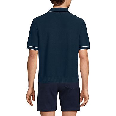 Men's Lands' End Short Sleeve Cooling Zip-Front Sweater Polo