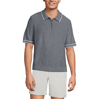 Men's Lands' End Short Sleeve Cooling Zip-Front Sweater Polo
