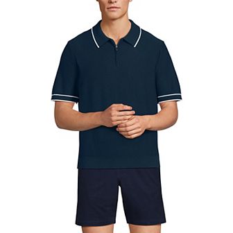 Men's Lands' End Short Sleeve Cooling Zip-Front Sweater Polo