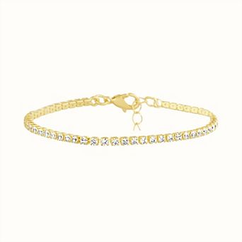 petit cheris Kids 14K Gold Plated Cubic Zirconia Adjustable Tennis Bracelet
