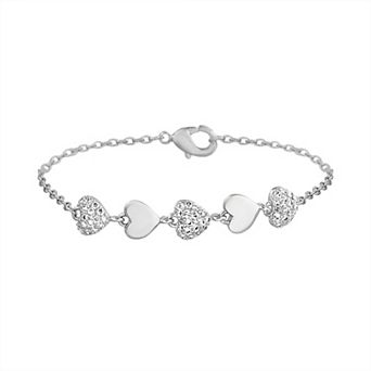 petit cheris Kids Fine Silver Plated Cubic Zirconia Multi Heart Bracelet