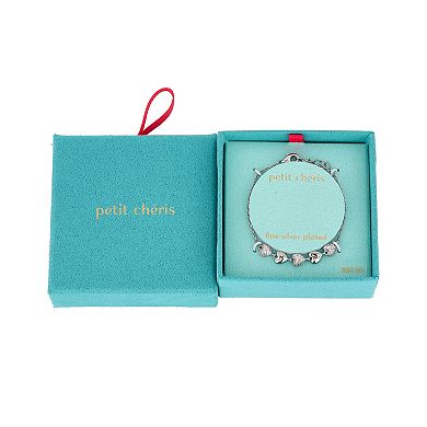 petit cheris Kids Fine Silver Plated Cubic Zirconia Multi Heart Bracelet