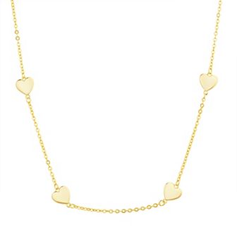 petit cheris Kids 14K Gold Plated Heart Station Necklace