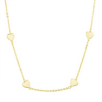 petit cheris Kids 14K Gold Plated Heart Station Necklace