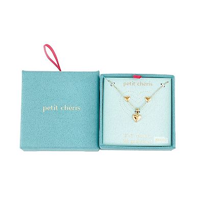 petit cheris Kids 14K Gold Plated Heart Necklace & Stud Earring Set
