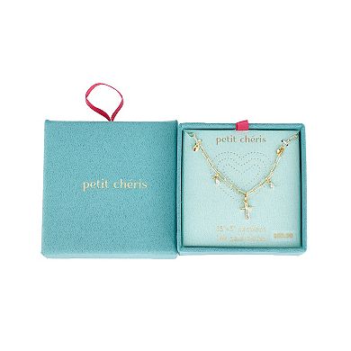 petit cheris Kids 14K Gold Plated Cubic Zirconia Paperclip Chain Charm Necklace