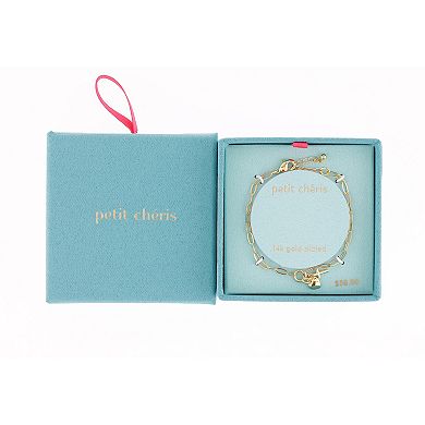 Kids petit cheris 14K Gold Plated Heart & Cross Charm Bracelet