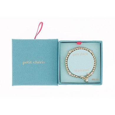 petit cheris Kids 14K Gold Plated Cubic Zirconia Bead Chain Charm Bracelet