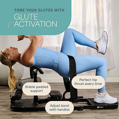 LifePro GluteBlast All-in-One Glute Bench with Built-In Resistance Bands